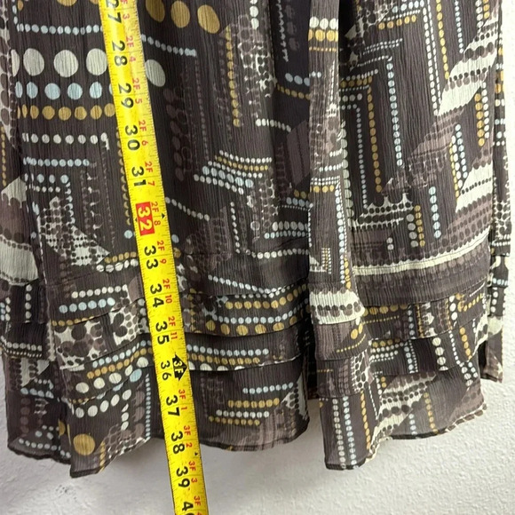 J. Jill 100% Silk Midi Dress V-neck Short Sleeves Geometric Pattern Lined size 4 - Picture 10 of 11